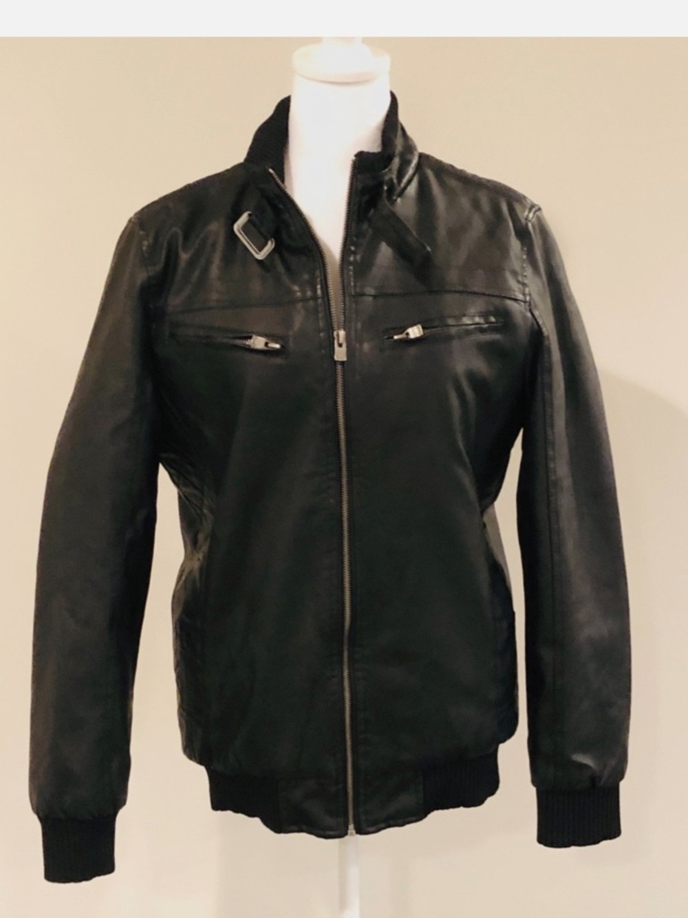 XRay Jeans Fuax Leather jacket w/ hood Men size SM